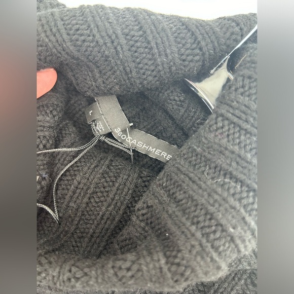 NWT 360 CASHMERE Angelica Womens Wool Sweater Black Mock Neck Pullover Size L - Picture 4 of 8